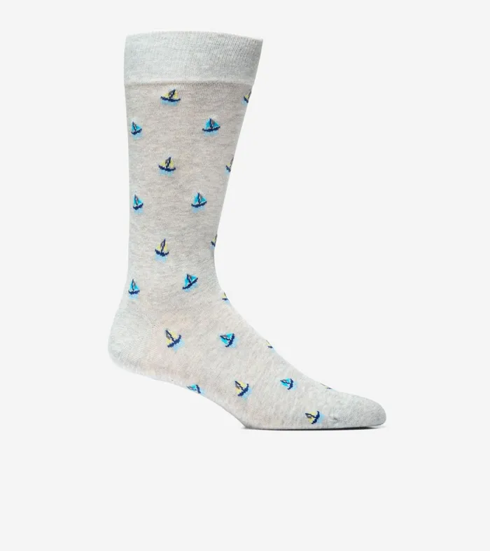 Men Sailboat Dress Crew Socks Light Gray Heather Cole Haan Socks