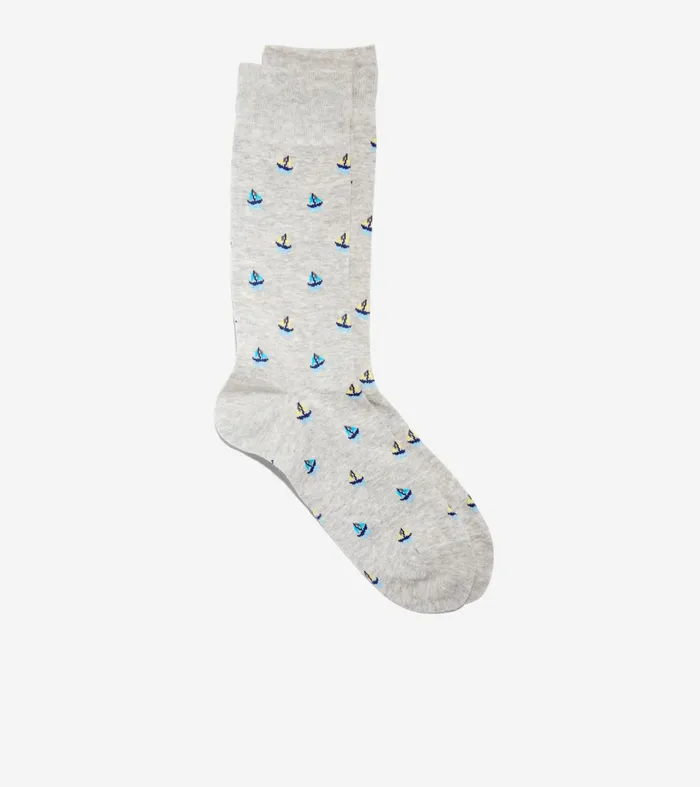 Men Sailboat Dress Crew Socks Light Gray Heather Cole Haan Socks