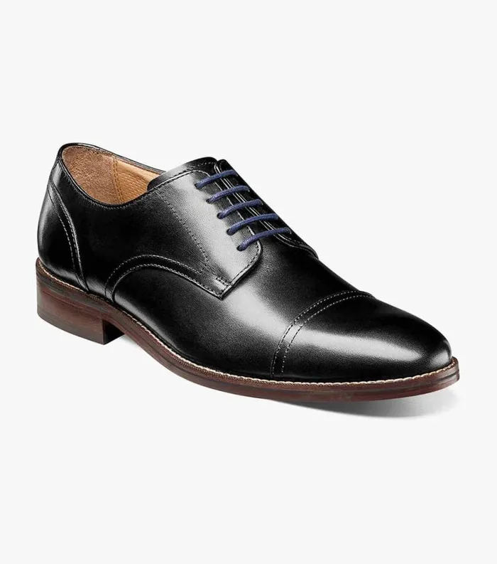 Men Salerno Cap Toe Oxford Black Florsheim Dress Shoes