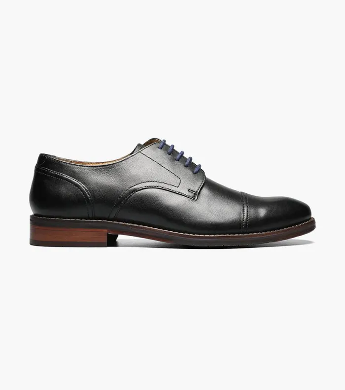 Men Salerno Cap Toe Oxford Black Florsheim Dress Shoes
