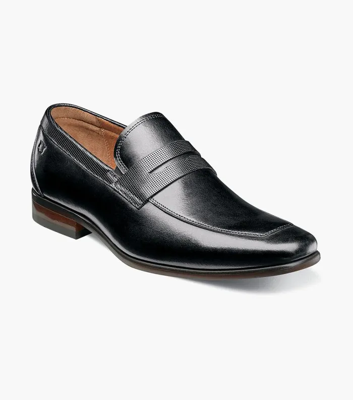 Men Scottsdale Moc Toe Penny Loafer Black Florsheim Dress Shoes