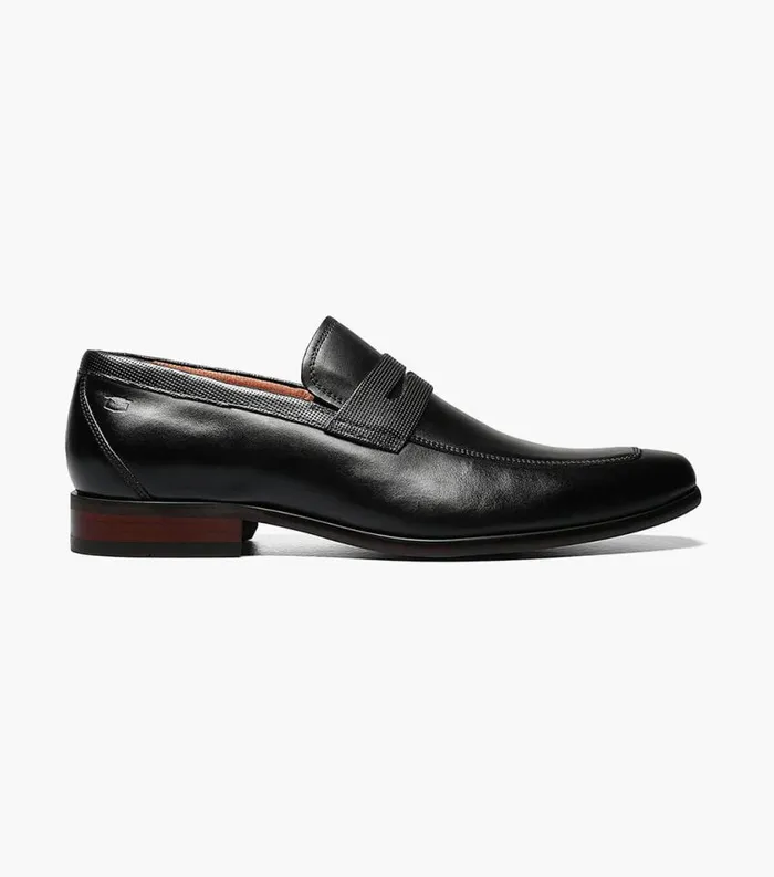 Men Scottsdale Moc Toe Penny Loafer Black Florsheim Dress Shoes