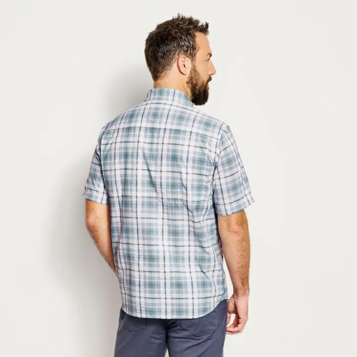 Men ShortSleeved Open Air Casting Shirt Blue Fog Plaid Orvis Shirts