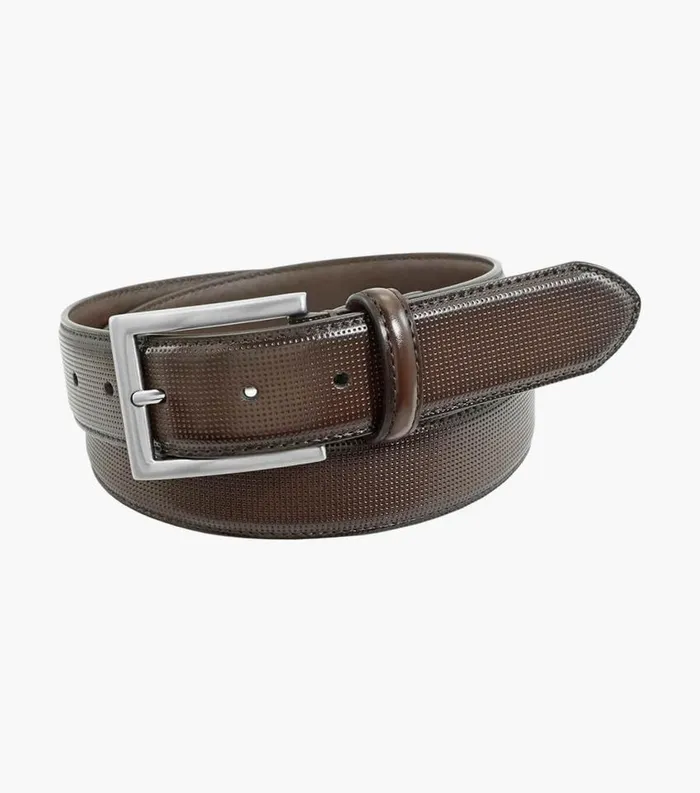 Men Sinclair Perf Leather Belt Brown Florsheim Belts and Suspenders