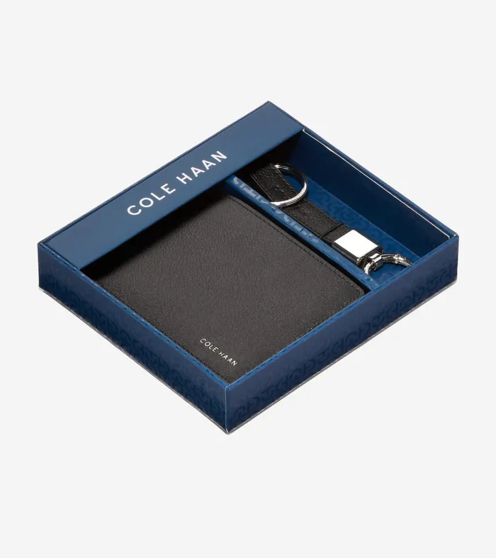 Men Slimfold Wallet With Valet Key Ring Black Cole Haan Wallets