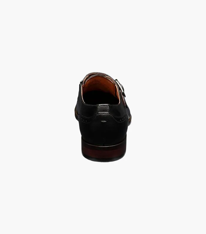 Men Sorrento Plain Toe Single Monk Strap Black Florsheim Dress Shoes