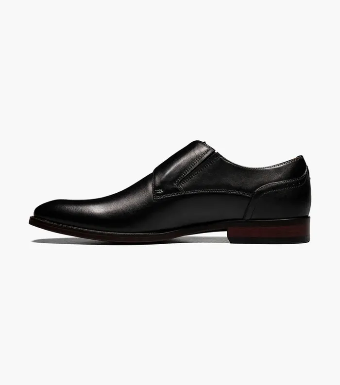 Men Sorrento Plain Toe Single Monk Strap Black Florsheim Dress Shoes
