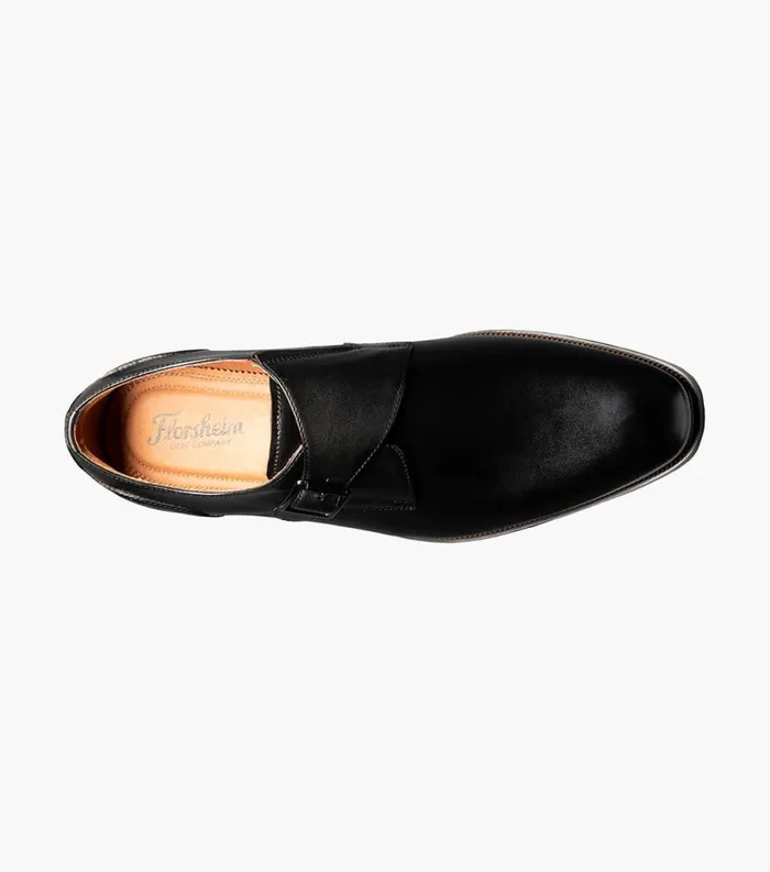 Men Sorrento Plain Toe Single Monk Strap Black Florsheim Dress Shoes
