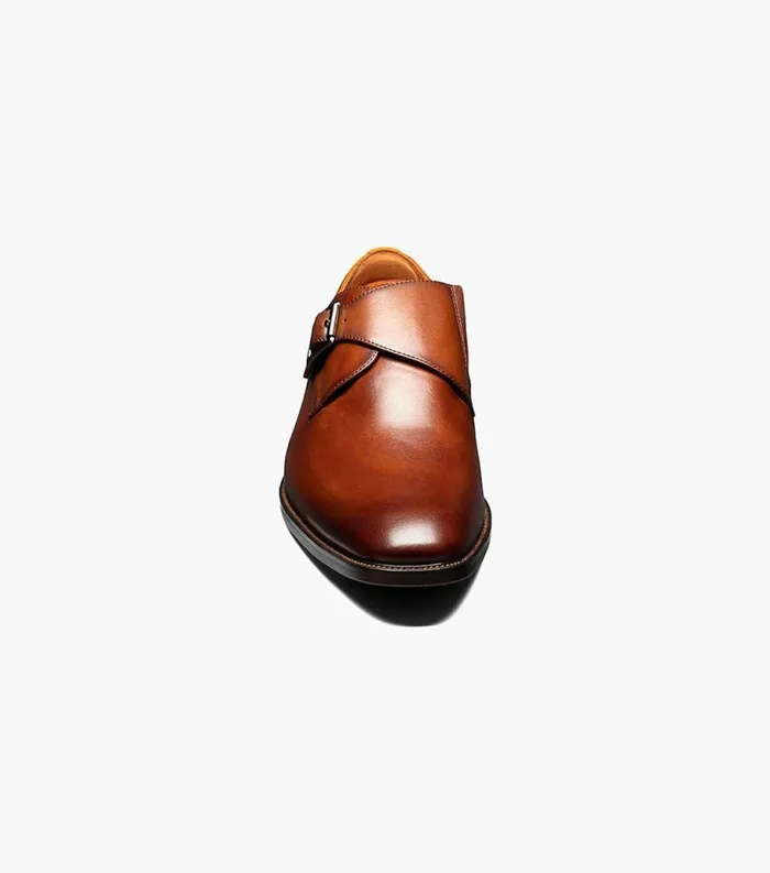 Men Sorrento Plain Toe Single Monk Strap Cognac Florsheim Dress Shoes
