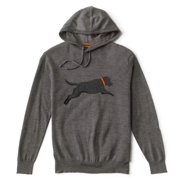 Men Sporting Icons Hoodie Sweater Charcoal With Dog Orvis Sweaters