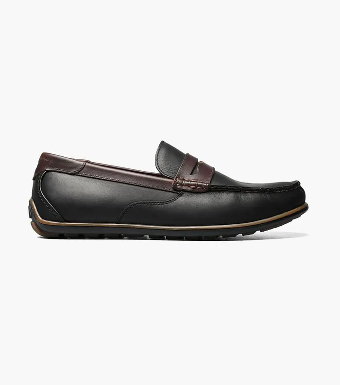 Men Sportster Moc Toe Penny Driver Black Multi Florsheim Casual Shoes