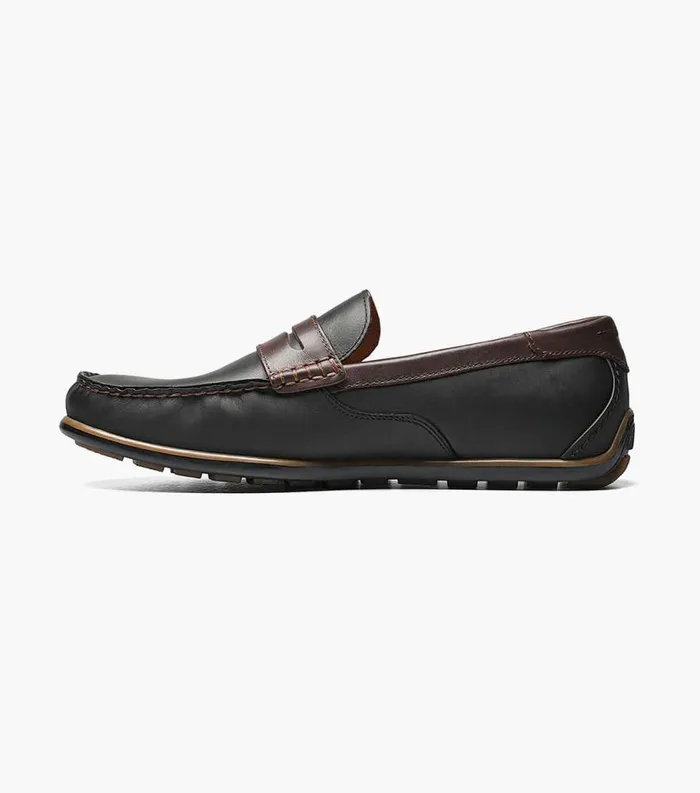 Men Sportster Moc Toe Penny Driver Black Multi Florsheim Casual Shoes