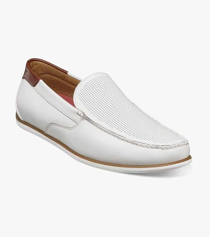 Men Sportster Moc Toe Venetian Driver White Florsheim Casual Shoes