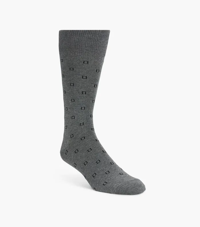 Men Square Neat Crew Dress Socks Gray Florsheim Socks