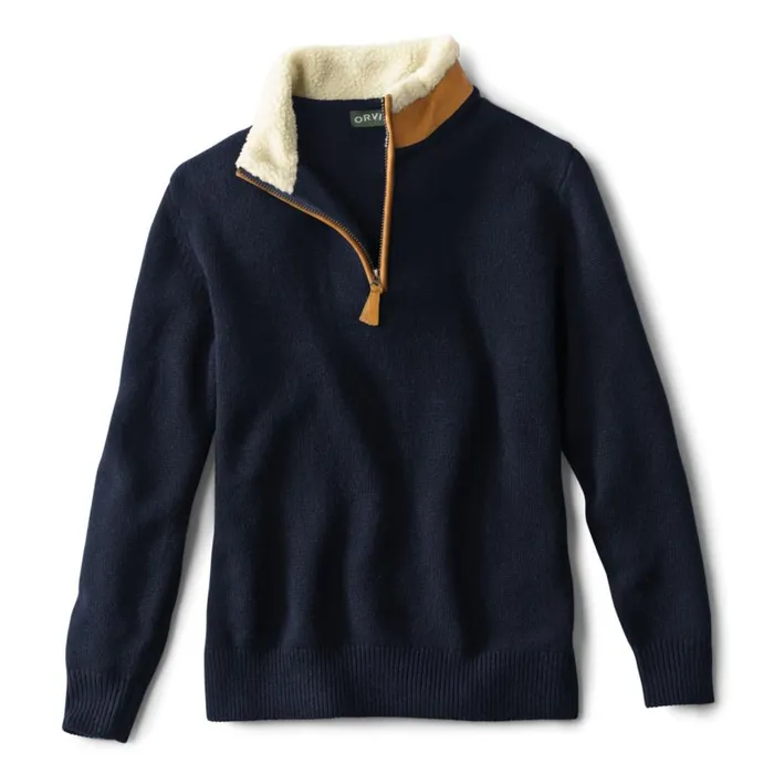 Men Stowe QuarterZip Sweater Navy Orvis Sweaters