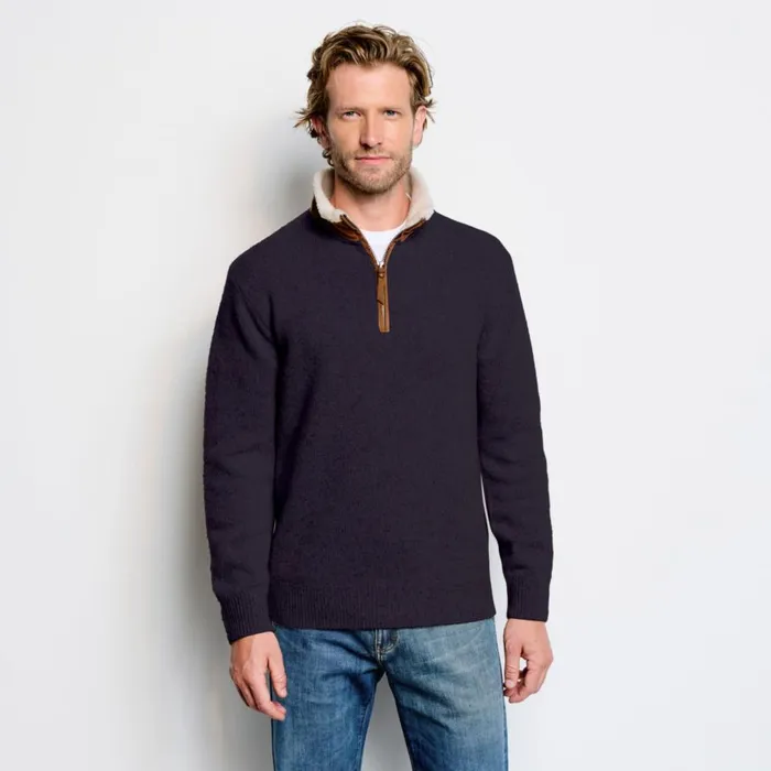 Men Stowe QuarterZip Sweater Navy Orvis Sweaters