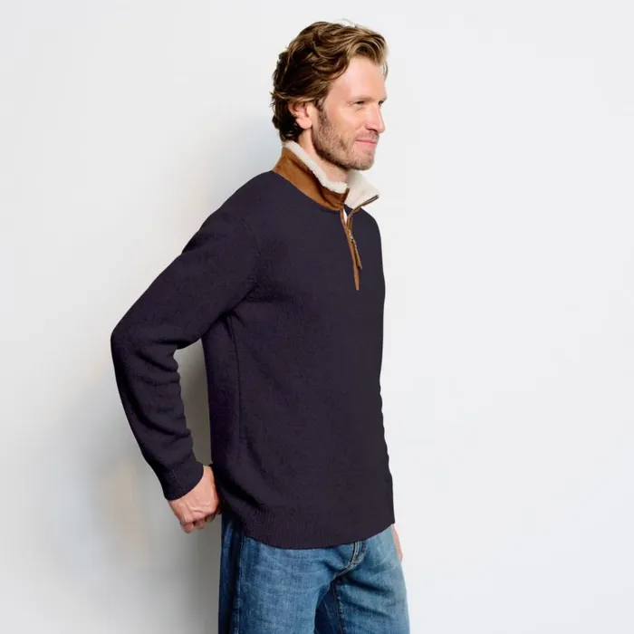Men Stowe QuarterZip Sweater Navy Orvis Sweaters