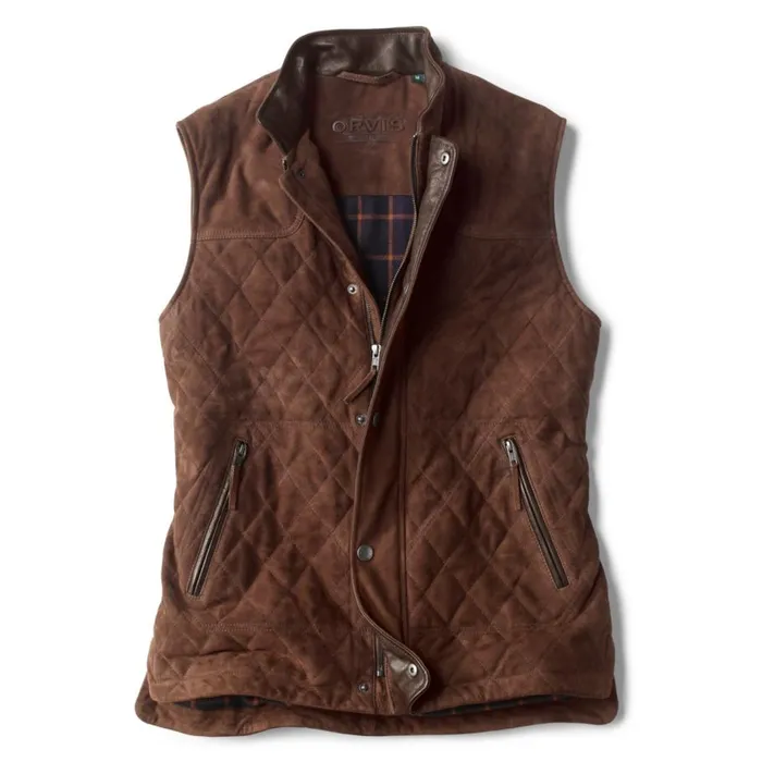 Men Suede Vest Coffee Orvis Jackets