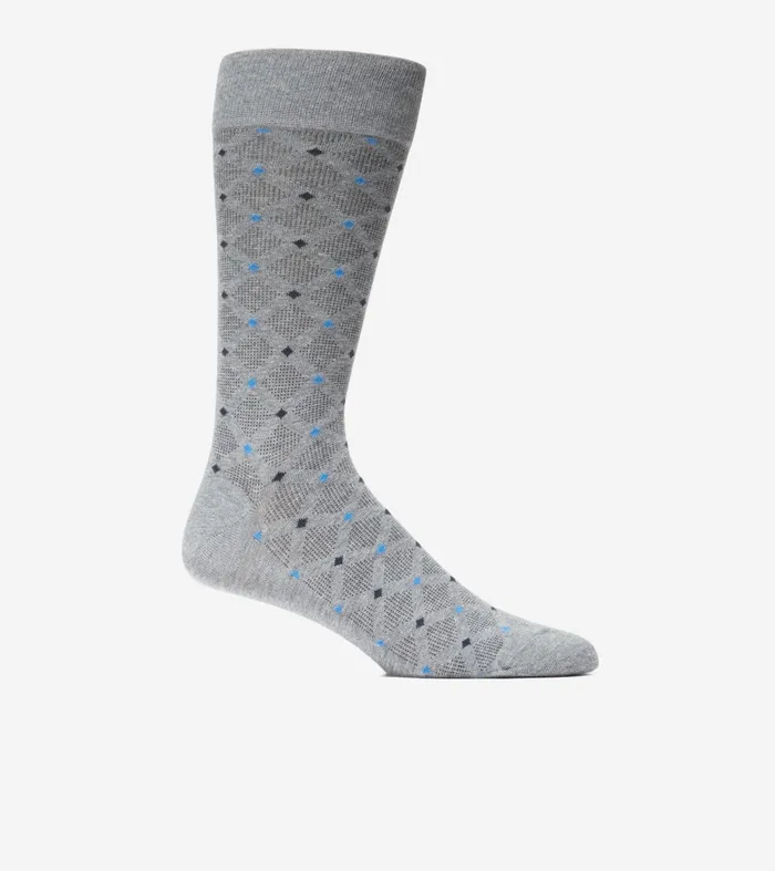 Men Textured Diamond Dress Crew Socks Medium Gray Heather Cole Haan Socks