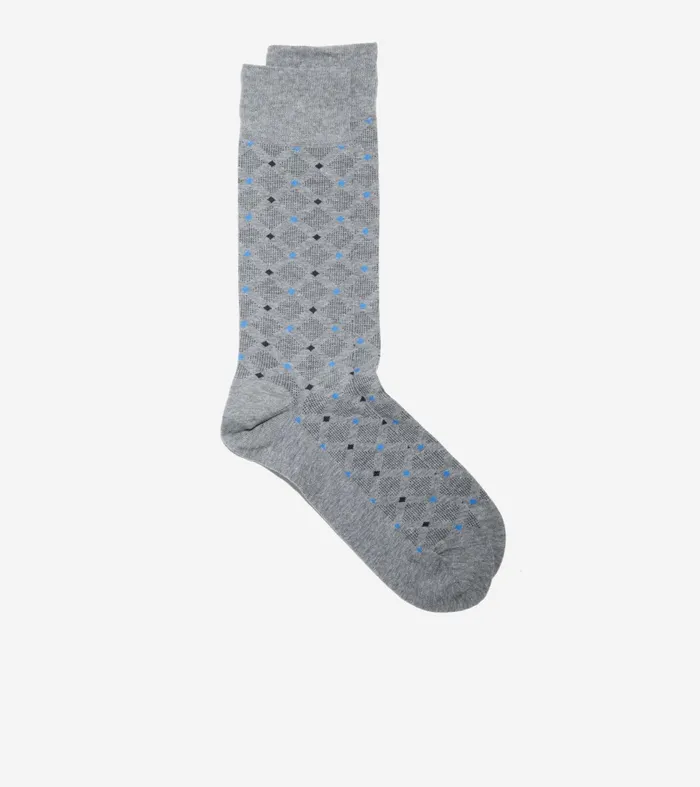 Men Textured Diamond Dress Crew Socks Medium Gray Heather Cole Haan Socks