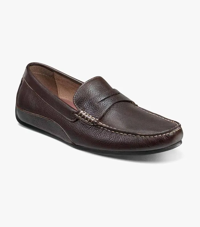 Men Throttle Moc Toe Penny Loafer Brown Florsheim Dress Shoes