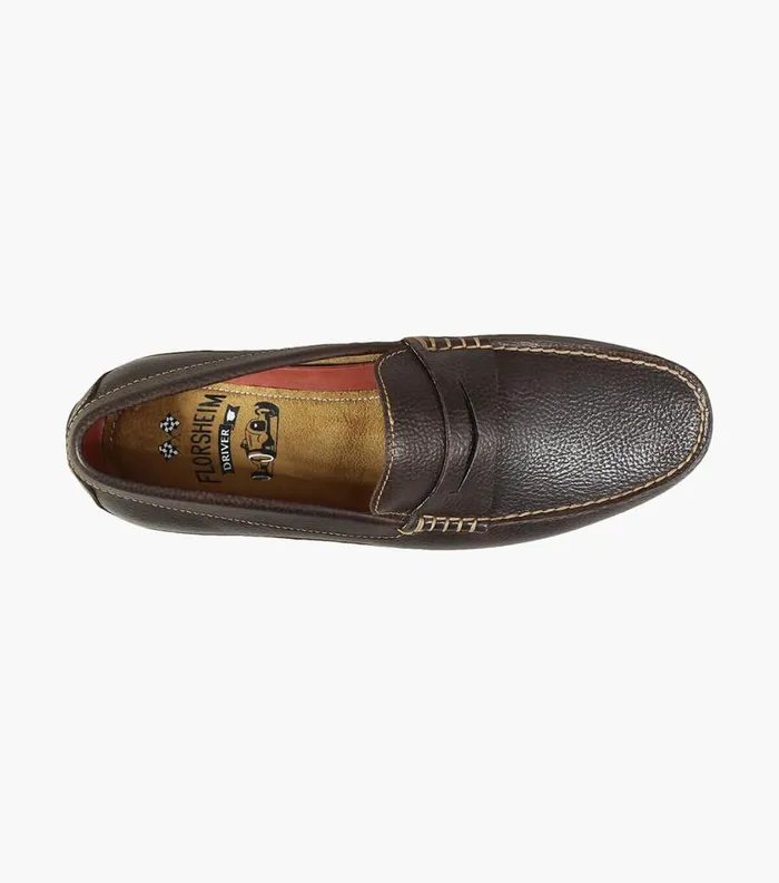 Men Throttle Moc Toe Penny Loafer Brown Florsheim Dress Shoes