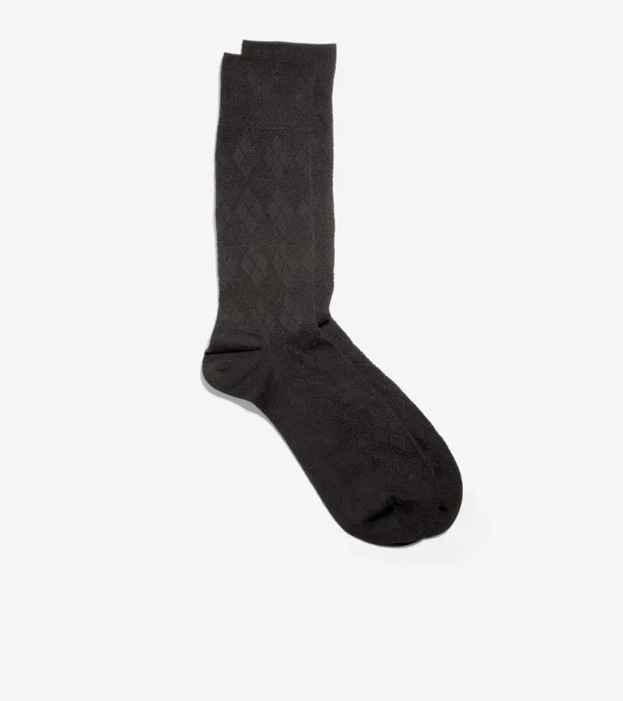 Men Tonal Argyle Crew Socks Black Cole Haan Socks