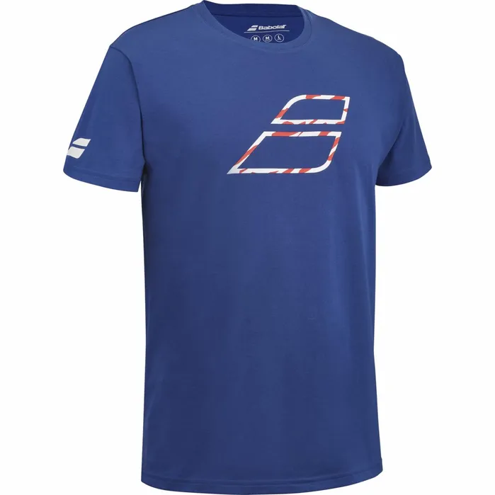 Men Tops Babolat Exercise Big Flag Tee Men Blue
