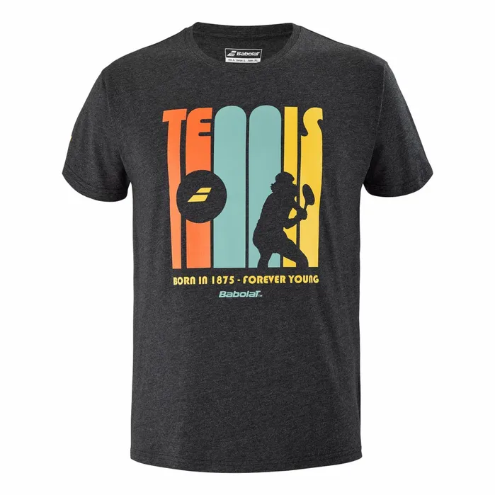 Men Tops Babolat Exercise Message Tee Heather Black