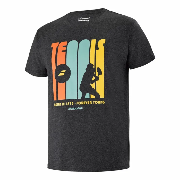 Men Tops Babolat Exercise Message Tee Heather Black