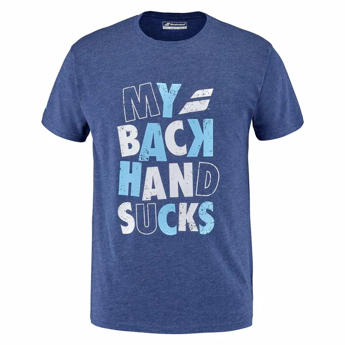 Men Tops Babolat Exercise Message Tee Heather Dark Blue