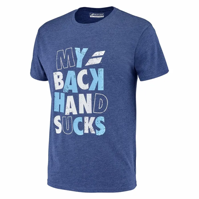 Men Tops Babolat Exercise Message Tee Heather Dark Blue