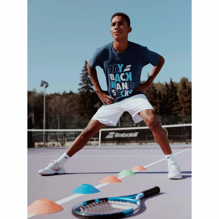 Men Tops Babolat Exercise Message Tee Heather Dark Blue