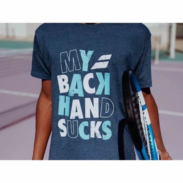 Men Tops Babolat Exercise Message Tee Heather Dark Blue
