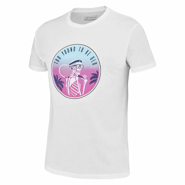 Men Tops Babolat Exercise Message Tee Heather Whitepink