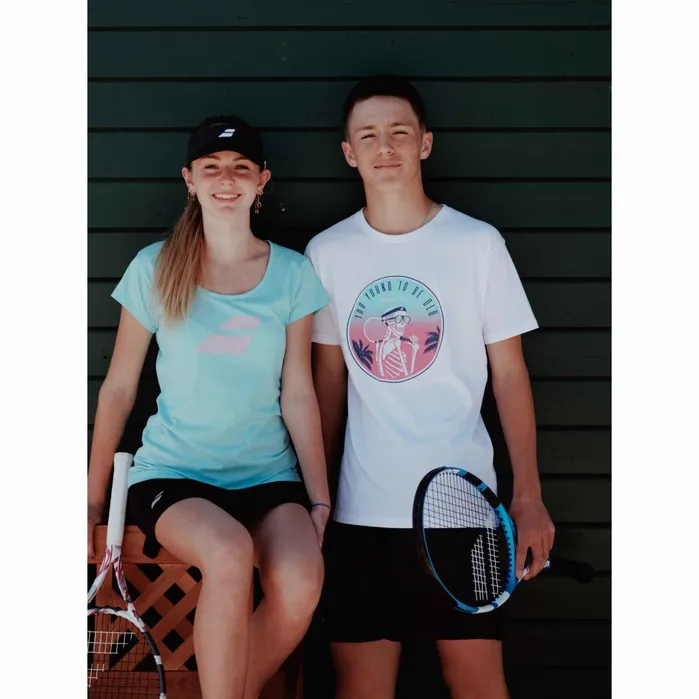 Men Tops Babolat Exercise Message Tee Heather Whitepink