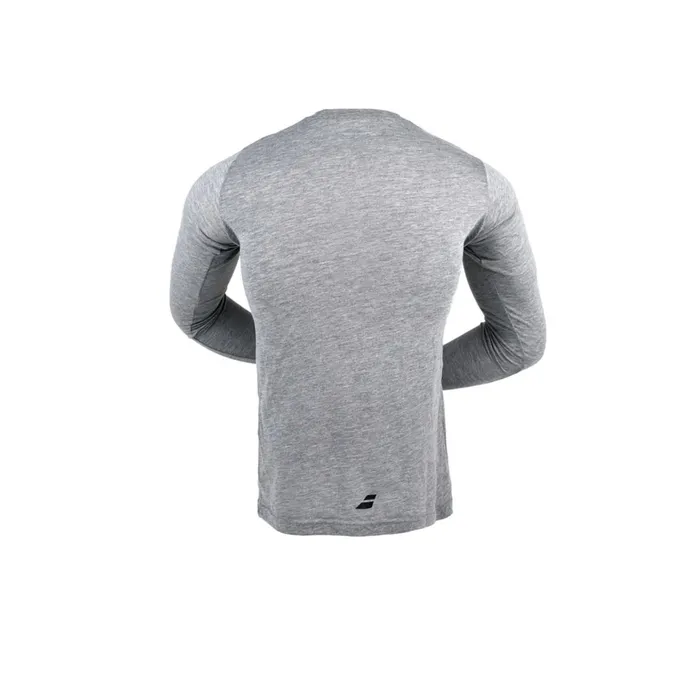 Men Tops Babolat Long Sleeve Logo Tee Heather Grey