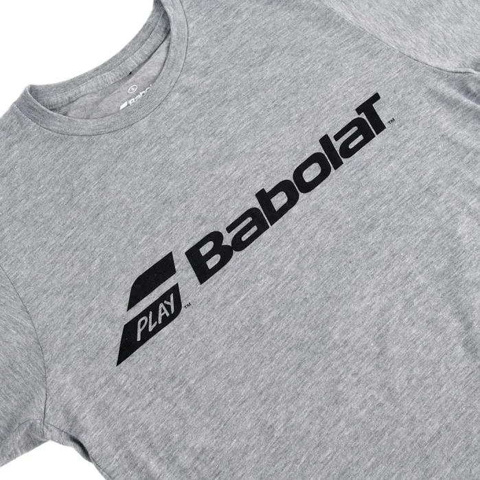 Men Tops Babolat Long Sleeve Logo Tee Heather Grey