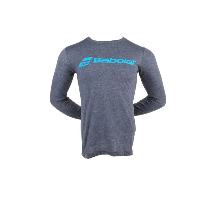 Men Tops Babolat Long Sleeve Logo Tee Navy