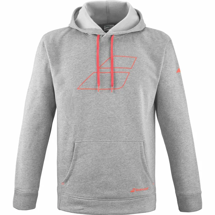 Men Tops Babolat Strike Hood Sweat Unisex Heather Gray Red