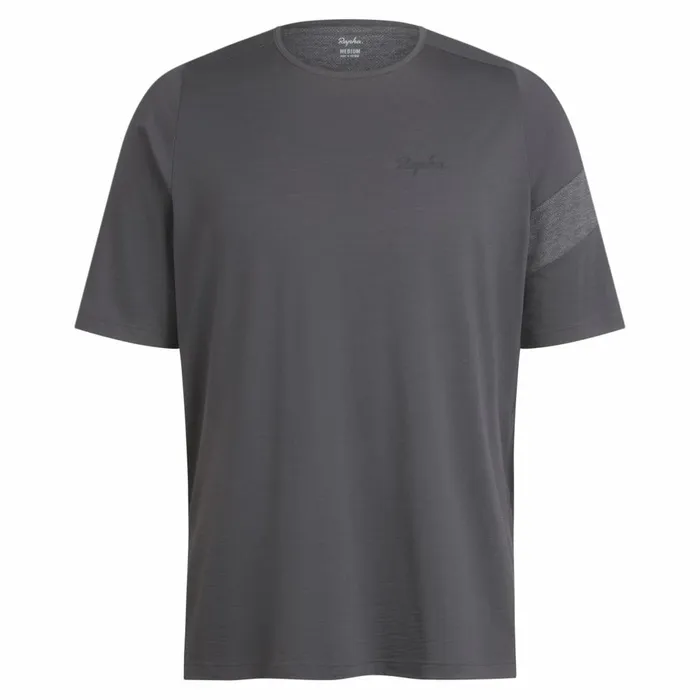 Men Trail Merino Short Sleeve Tshirt Dark Greyblack Rapha TShirts and Tops