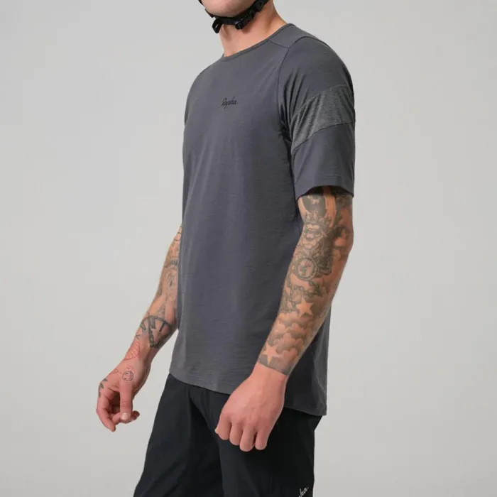 Men Trail Merino Short Sleeve Tshirt Dark Greyblack Rapha TShirts and Tops