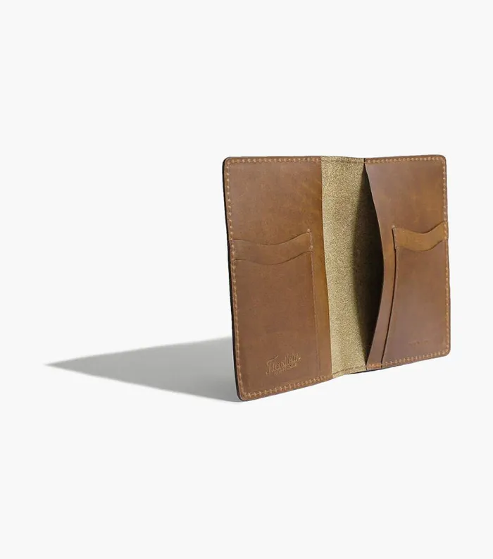 Men Travel Passport Wallet Made In USA Cognac Florsheim Small Leather Goods
