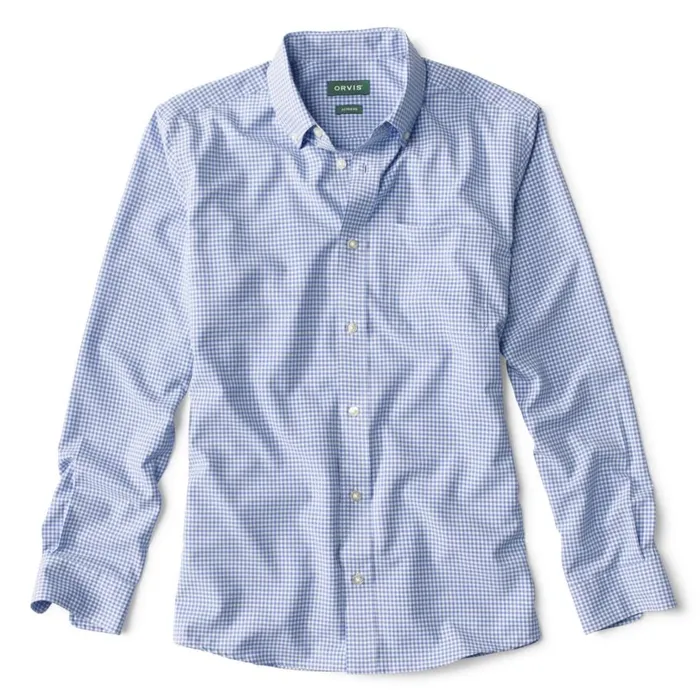 Men Ultralight Comfort Stretch LongSleeved Shirt Blue Gingham Orvis Shirts