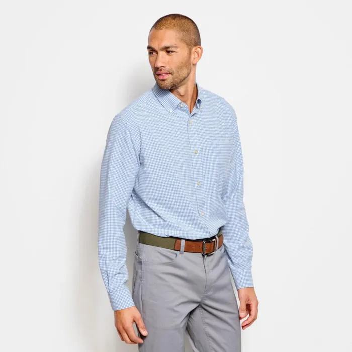 Men Ultralight Comfort Stretch LongSleeved Shirt Blue Gingham Orvis Shirts
