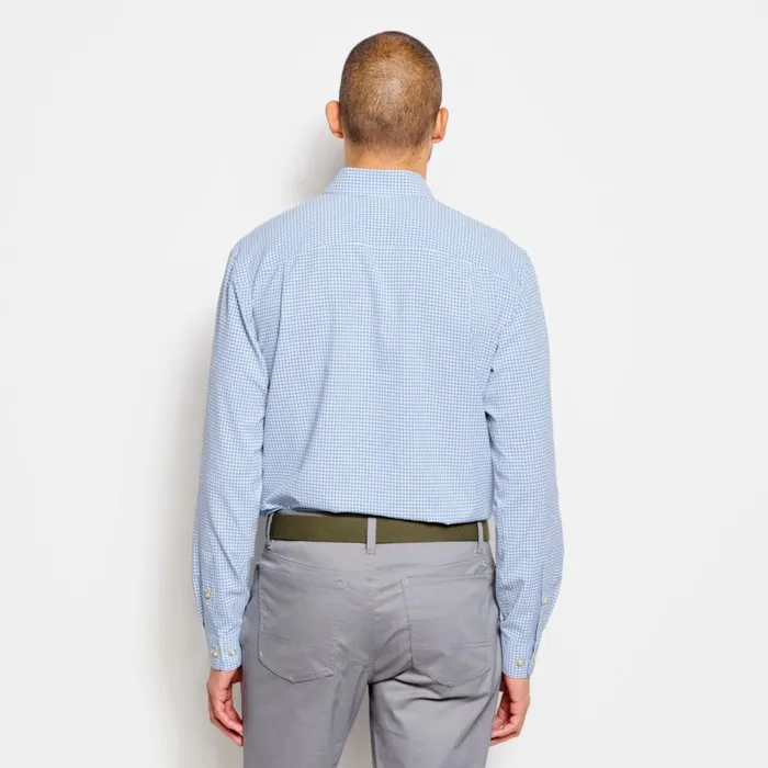 Men Ultralight Comfort Stretch LongSleeved Shirt Blue Gingham Orvis Shirts