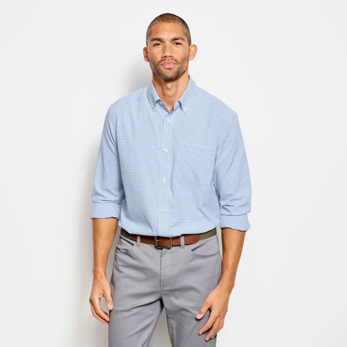 Men Ultralight Comfort Stretch LongSleeved Shirt Blue Gingham Orvis Shirts