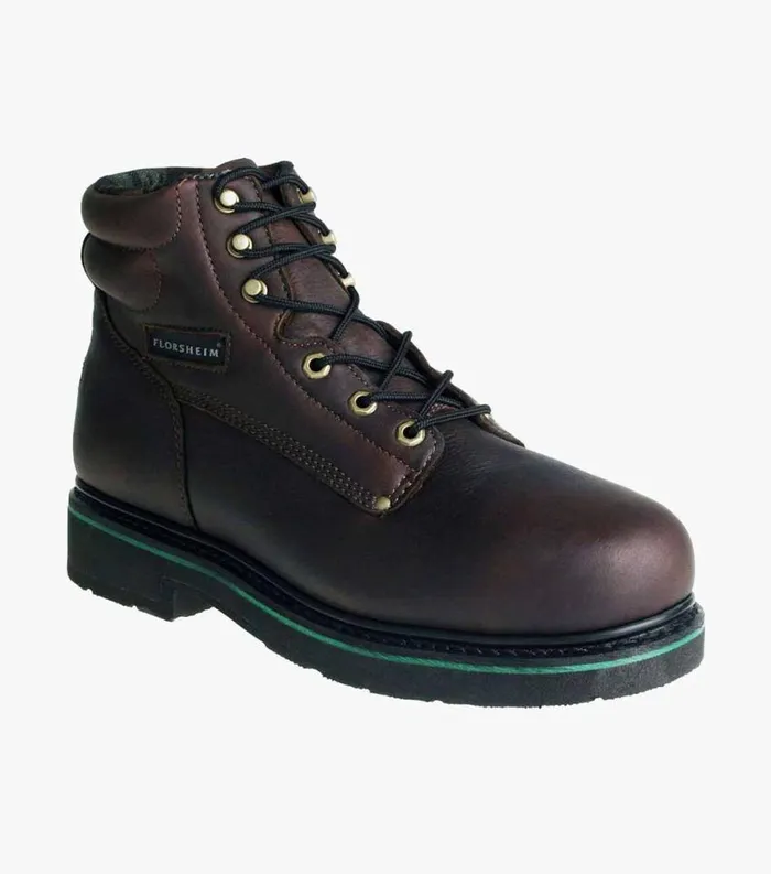 Men Utility Steel Toe Plain Toe Lace Up Boot Brown Florsheim Boots
