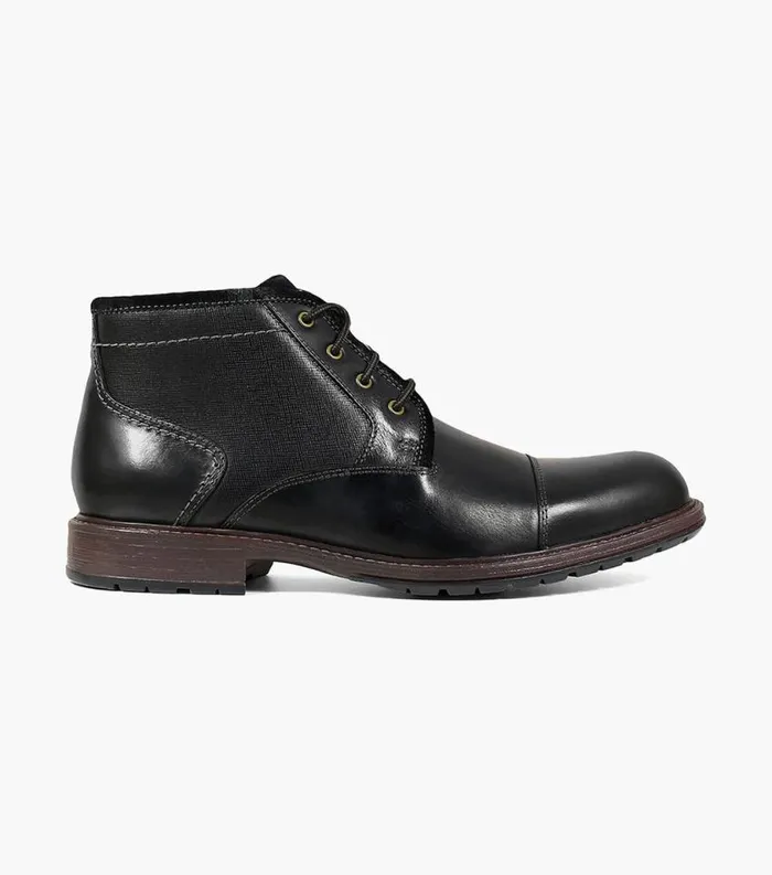 Men Vandall Cap Toe Lace Up Boot Black Florsheim Casual Shoes