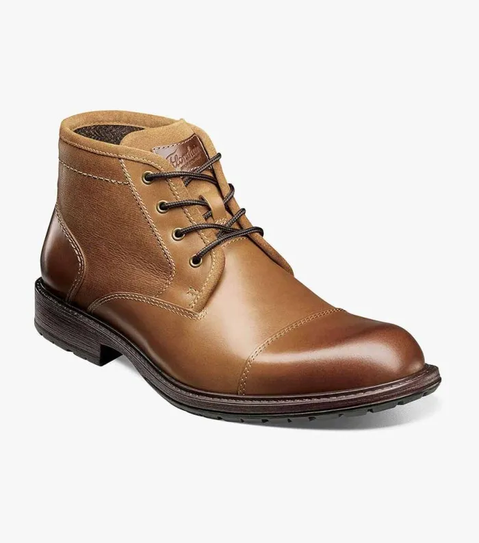 Men Vandall Cap Toe Lace Up Boot Tan Florsheim Casual Shoes